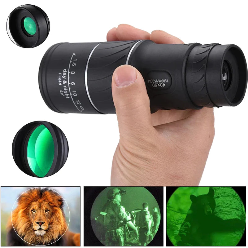 40X60 Monocular Binoculars with Night Vision BAK4 Prism High Power Waterproof