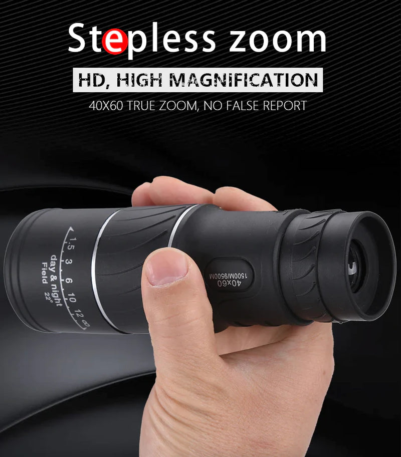 40X60 Monocular Binoculars with Night Vision BAK4 Prism High Power Waterproof