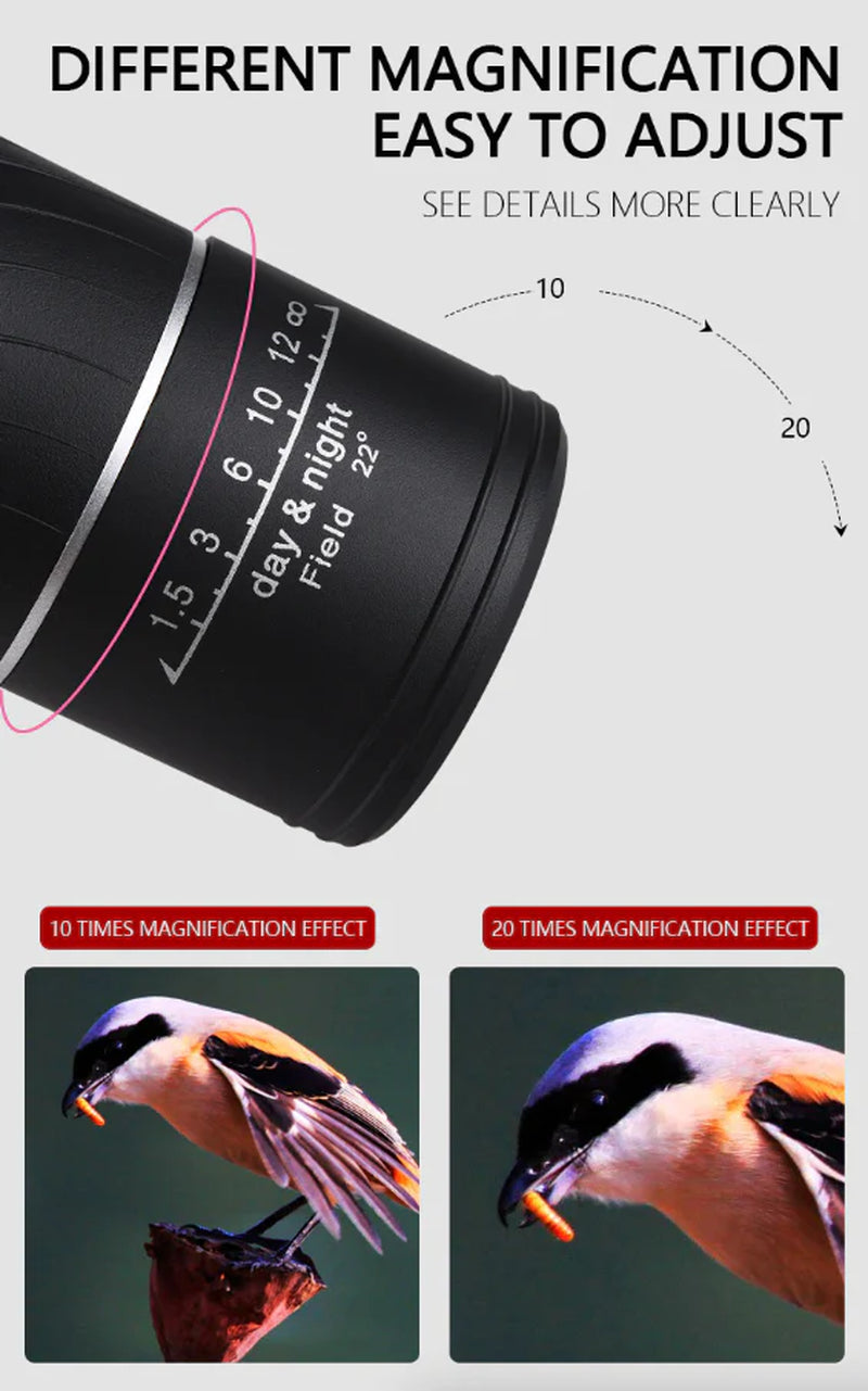 40X60 Monocular Binoculars with Night Vision BAK4 Prism High Power Waterproof